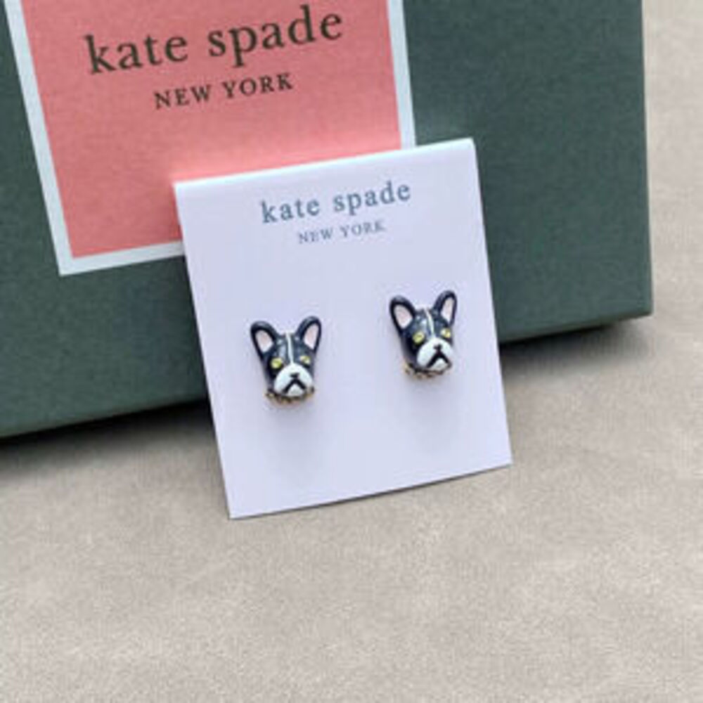 kate spade Enamel Handpainted Puppy Head Metal Earrings